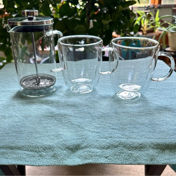 NWOT Brandani Italy French Press and 2-piece double wall glass. - Picture 3 of 3